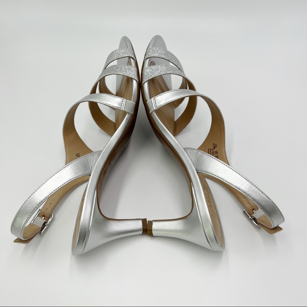 Naturalizer Women's Silver Metallic Glitter Taimi Strappy Dress Sandal Heels 8.5 - Picture 8 of 14